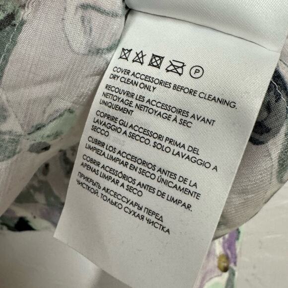 Club Monaco Purple Green Floral Boho Blouse Womens XL Peasant Long Sleeve Shirt - Picture 8 of 11